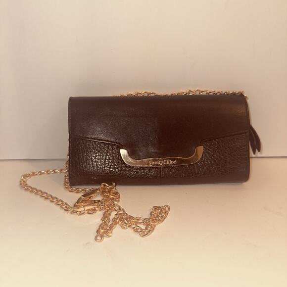 See By Chloe Black Leather Clutch designer luxury authentic Wallet chain include - Picture 7 of 10